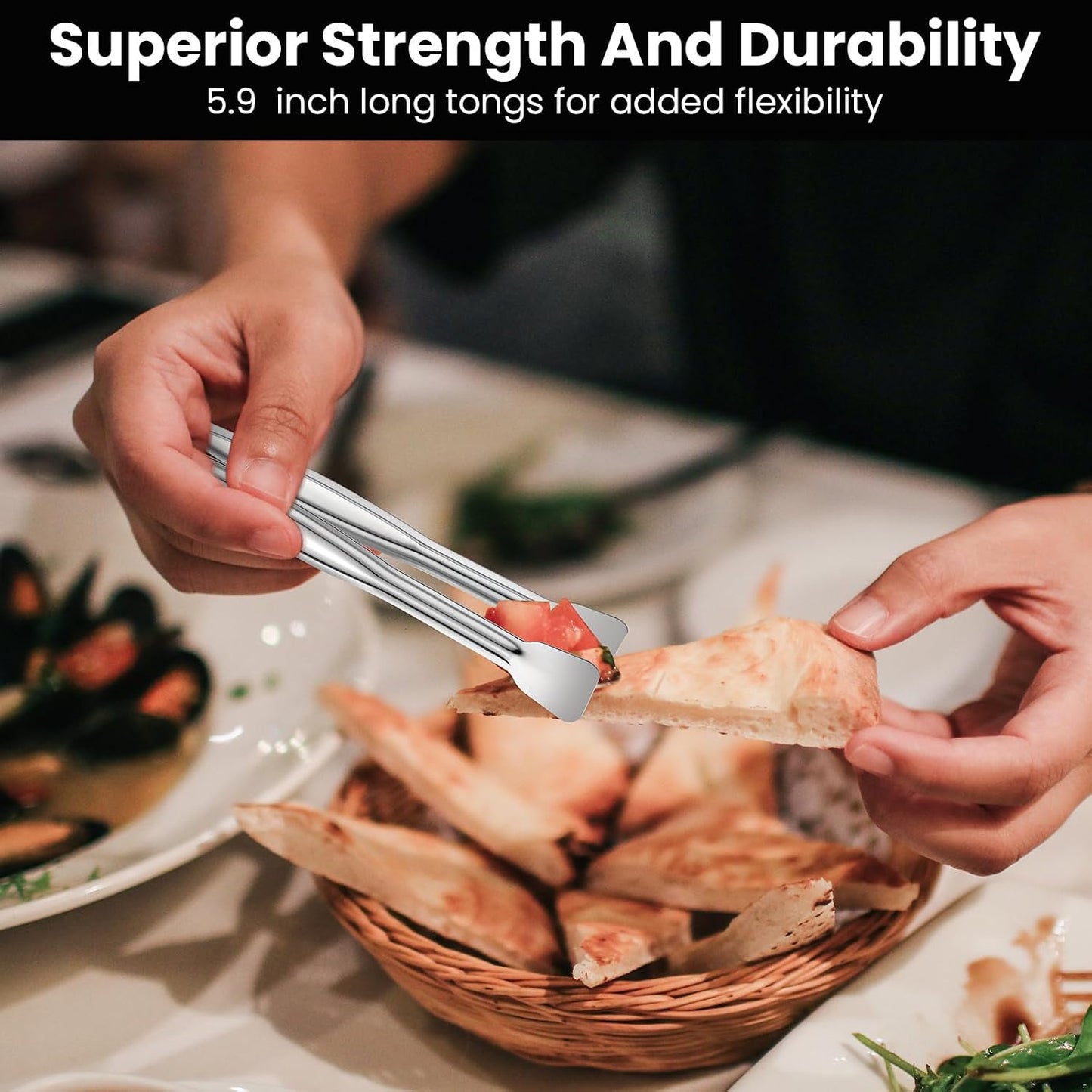 Chengu 12 Pack Stainless Steel Kitchen Tongs 7/9/12 Inches Food Serving Tongs Non Stick Cooking Clips for Kitchen Cooking Barbecue Buffet Wedding Family Gathering Grill Salad