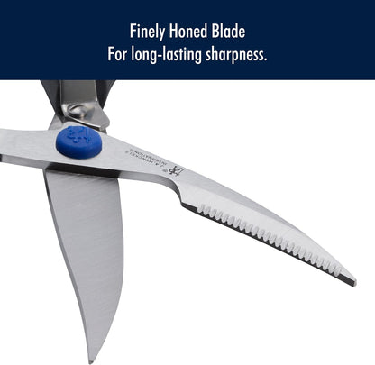 HENCKELS Kitchen Shears, Made in Japan, Kitchen Scissors, Multi-Purpose Scissors with Stainless Steel Blades, Built-In Bottle Opener & Soft Grip – Dishwasher Safe