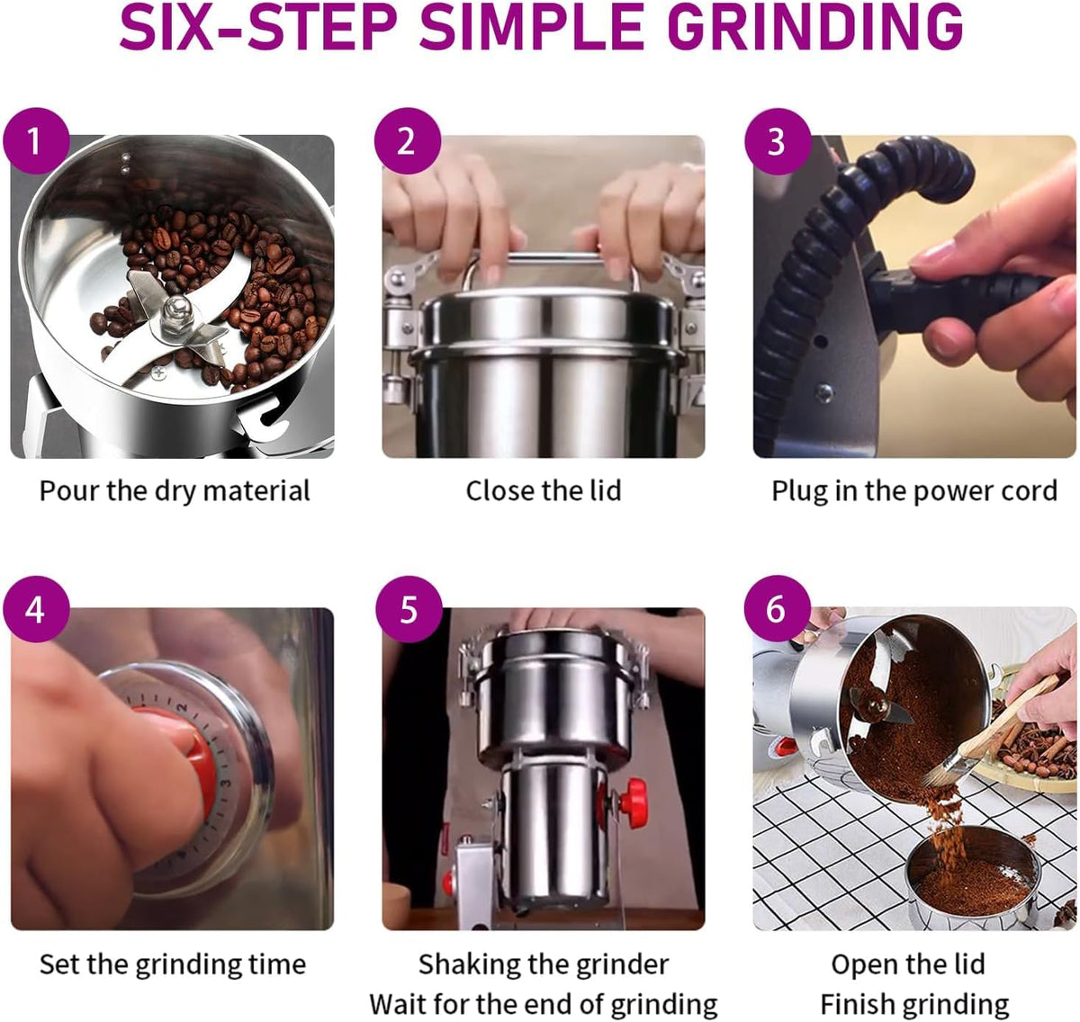 150g Grain Mill, 304 Stainless Steel Spice Grinder, 1500W High-speed Commercial Flour Mill, Superfine Flour Mill Grinder for Home, Grain Mill for Flour