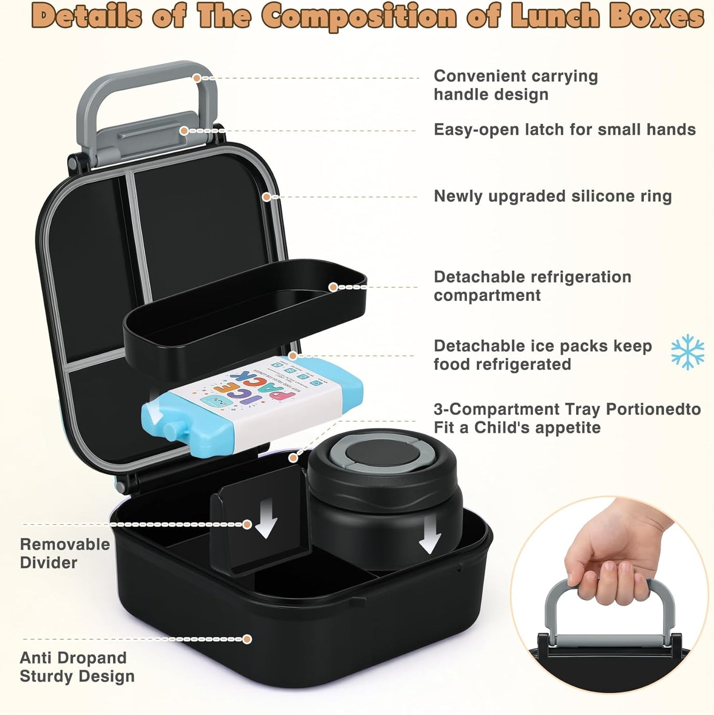 Bento Lunch Box for Kids with 7oz Soup Thermo,Insulated Stainless Steel Kids Water Bottle with Straw and Insulated Lunch Bag,Leak-Proof Lunch Food Container with Ice Pack for School (Purple-Mermaid)