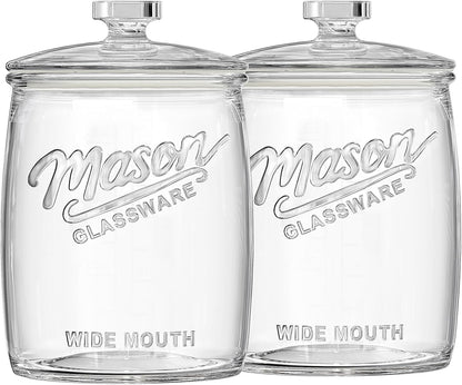 Folinstall 2 Pack 1 Gallon Glass Cookie Jar, Large Glass Jar with Airtight lid, Glass Food Storage Container for Cookies, Candy, Flour, Dog Treats, Coffee, Apothecary Jars