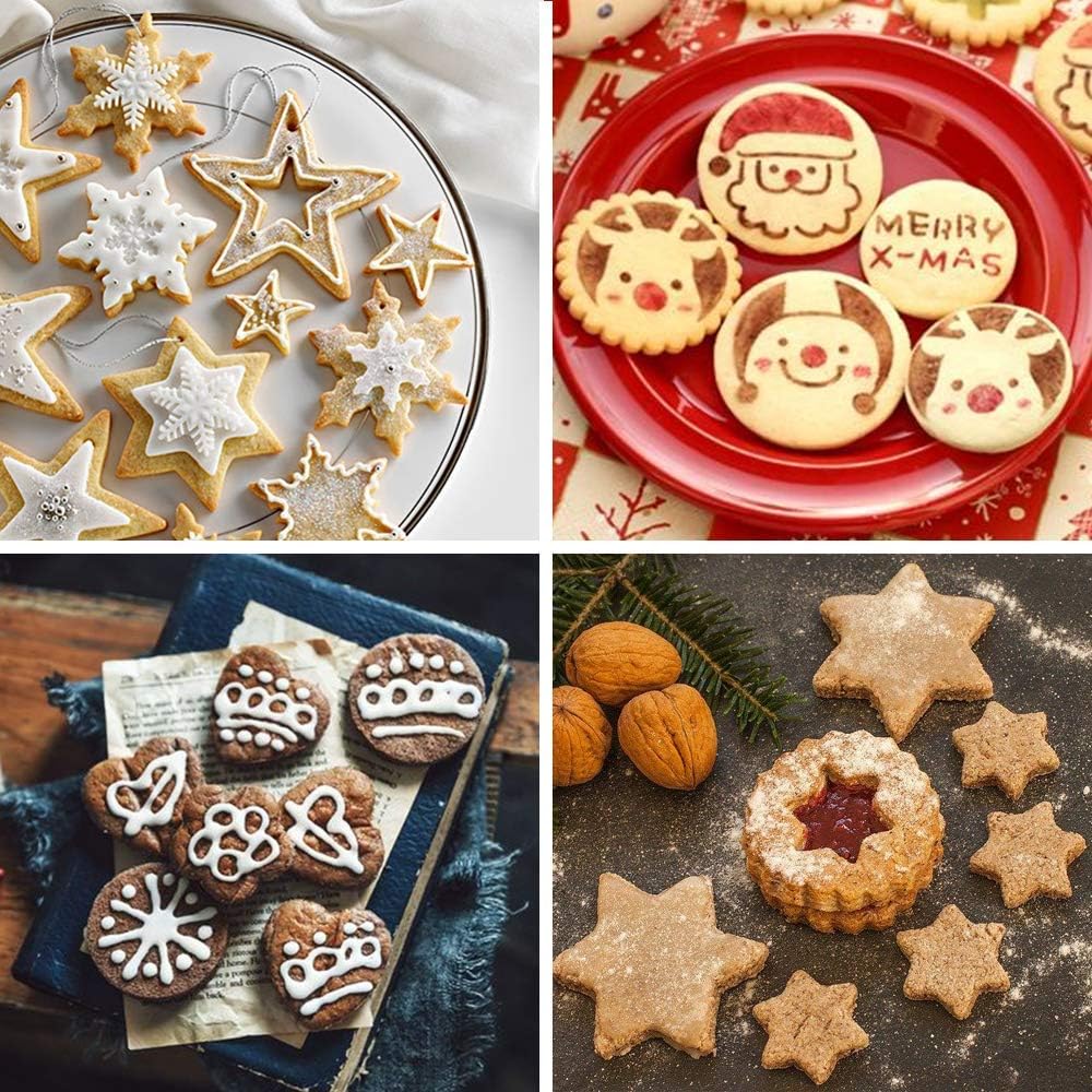 MCIGICM Cookie Cutters Set 12PCS: Flower Round Heart Star Shape Cookie Mold