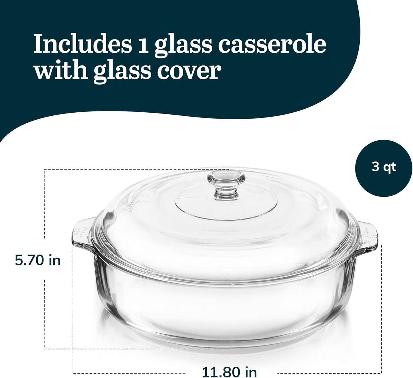 Libbey Baker’s Premium 2 Piece Glass Pie Plate, Stackable, Space Saving Casserole Dish Set with Lids, Glass Baking Dish Set for Fruit Pies, Quiches