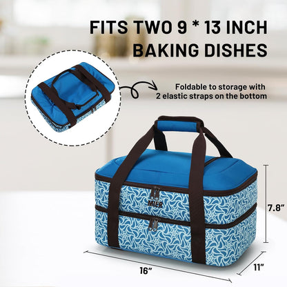 MIER Insulated Casserole Carrier for Hot or Cold Food Thermal Food Carrier Bag for Lasagna Potluck Parties Picnic Cookouts, Fits 9"x13" Baking Dish/Foil Pan, Red