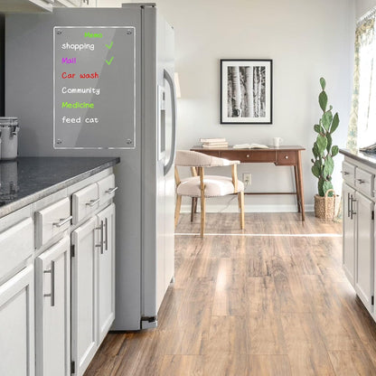 JonXon 8"X12" Acrylic Magnetic Menu Board for Kitchen,Acrylic Weekly Calendar for Fridge,Clear Meal Planner for Refrigerator,Magnet Fridge Menu Planner with 6 Magnetic Erasable Markers