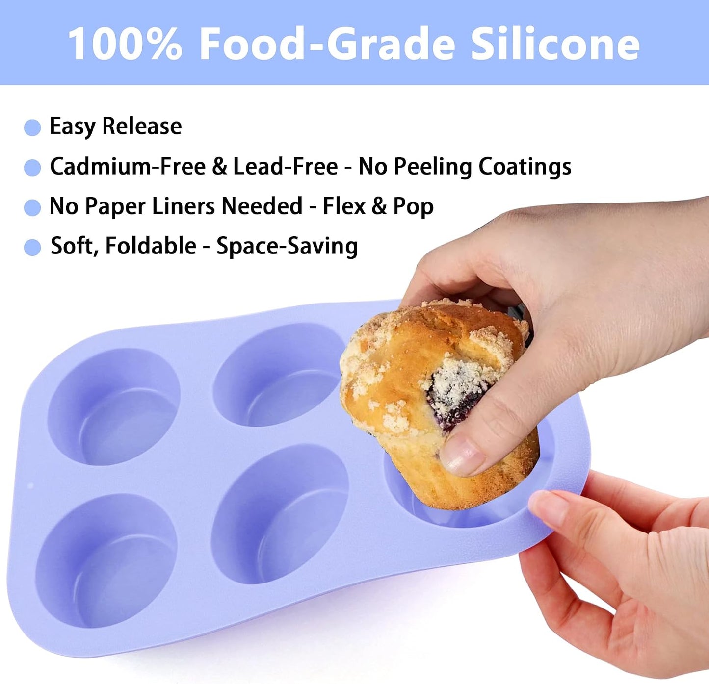 3-Pack 6-Cup Silicone Muffin Pans, Nonstick Cupcake Baking Molds, Muffin Cupcake Pans Molds for Baking, BPA/PFA-Free, Dishwasher & Oven Safe Pumpkin
