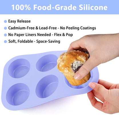 3-Pack 6-Cup Silicone Muffin Pans, Nonstick Cupcake Baking Molds, Muffin Cupcake Pans Molds for Baking, BPA/PFA-Free, Dishwasher & Oven Safe Pumpkin