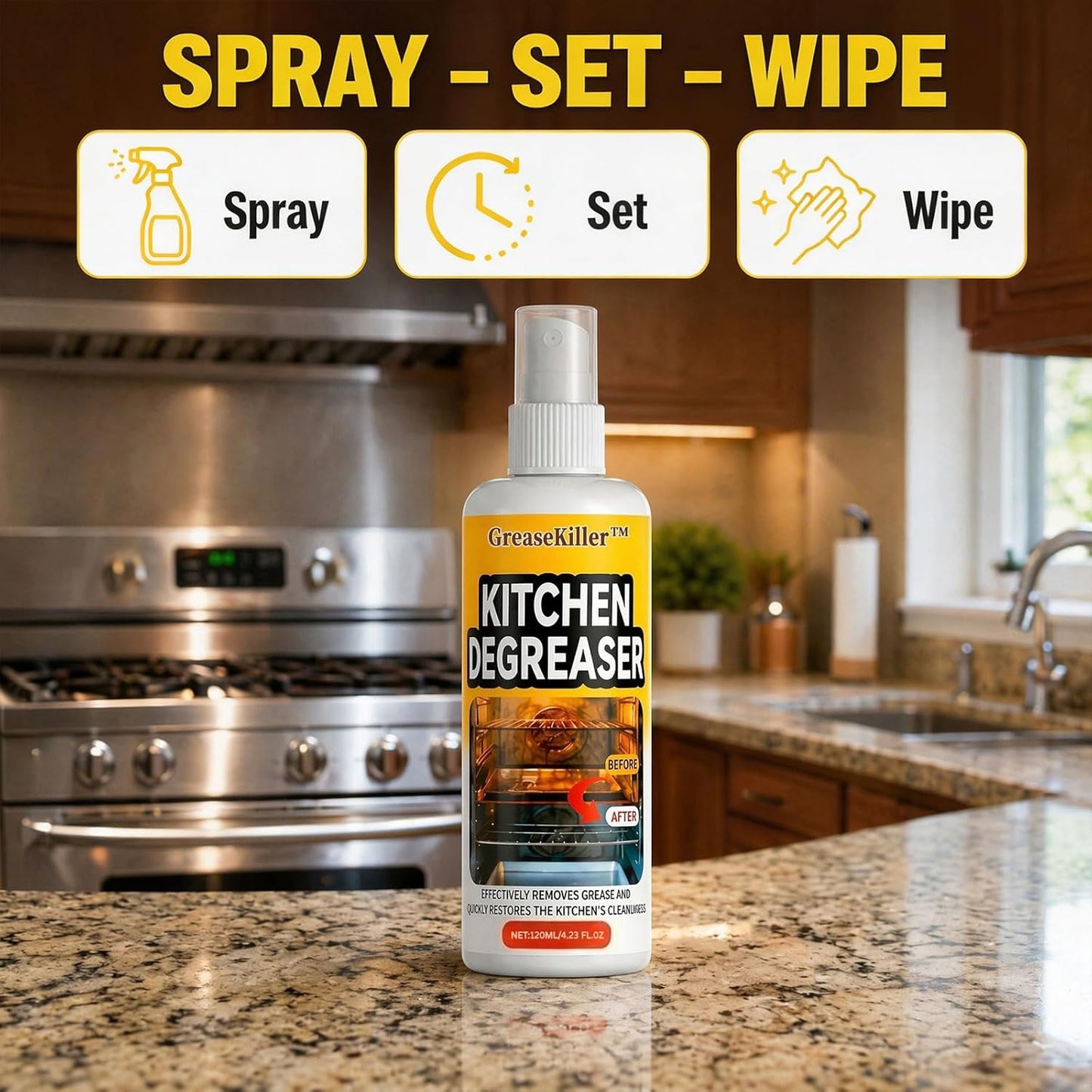 FKMEE GreaseKiller BBQ Grill Cleaner Spray, Heavy Duty Degreaser (1) | Fast-acting grease removal, suitable for grills and smokers, easy spray application, outdoor use