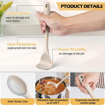 Homikit Silicone Cooking Utensil Set, 15pcs Kitchen Utensils with Holder for Nonstick Cookware, Heat Resistant Nontoxic Silicone Spatula Set Dishwasher Safe Kitchen Tools for Baking-Black
