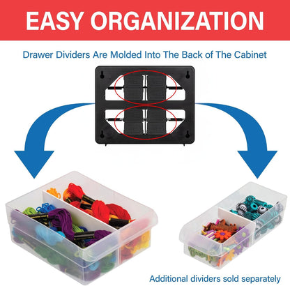 Akro-Mils 44-Drawer Plastic Drawer Storage Cabinet for Garage Organization, Bead Organizer, Building Bricks Storage, Teacher Toolbox, Makeup Organizer, 20" W x 6" D x 16" H, 10144 Black