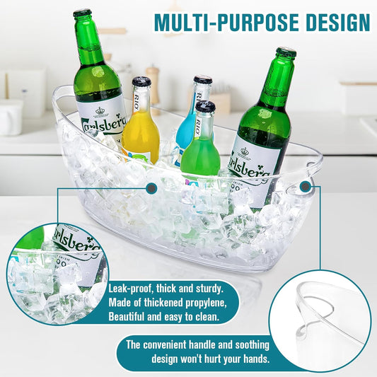 Ice Buckets for Parties, 2 PCS Ice Bucket for Cocktail Bar, 5.5L Drink Buckets for Parties, Wine Cooler, Champagne, Cocktails, Beer Chiller with 2 Ices Bucket Scoop(Clear)