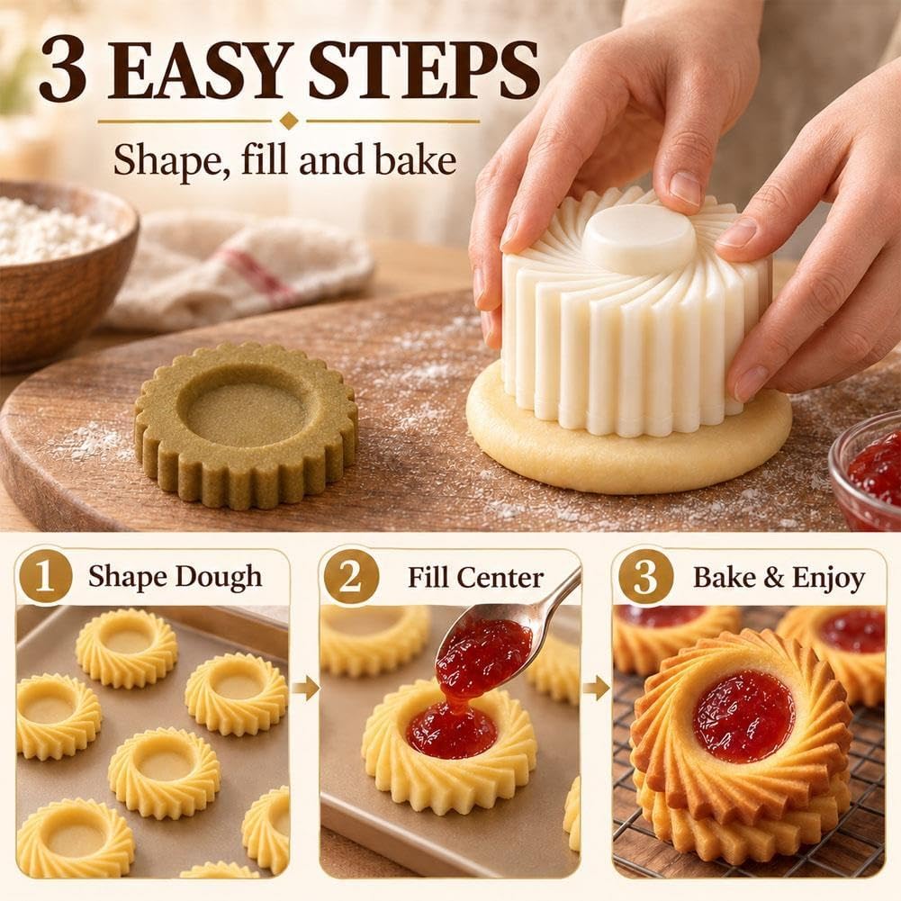 Sunflower Patterned Round Hand-Press Mooncake Double-Ended Pastry Mold