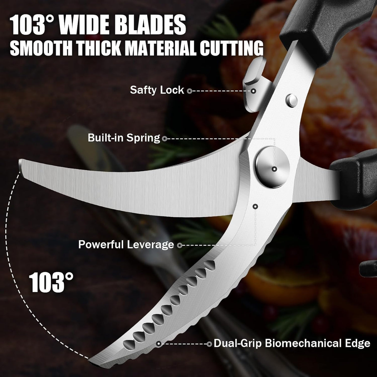 PURPLEBIRD Heavy Duty Poultry Shears - Kitchen Scissors Dishwasher Safe