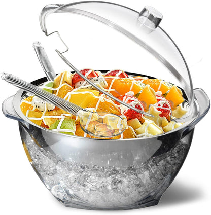 INNOVATIVE LIFE Fruit Trays for Serving for Party, 15 Inch Appetizer Serving Tray on Ice, Party Platters for Serving Food, Clear