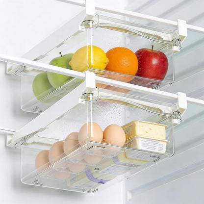 URALFA 2 Pack Fridge Drawer Organizer Egg Holder For Refrigerator Pull Out, Refrigerator Drawers for Fruit and Vegetable, Transparent Organization and Storage Box Fit for Fridge Shelf