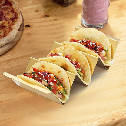 Black Taco Holder Stand,Set of 6 Stainless Steel Taco Tray,Stylish Taco Shell Holders,Rack Holds Up to 3 Tacos Each Keeping Shells Upright,Health Material Taco Rack by RTT -Oven,Grill Dishwasher Safe
