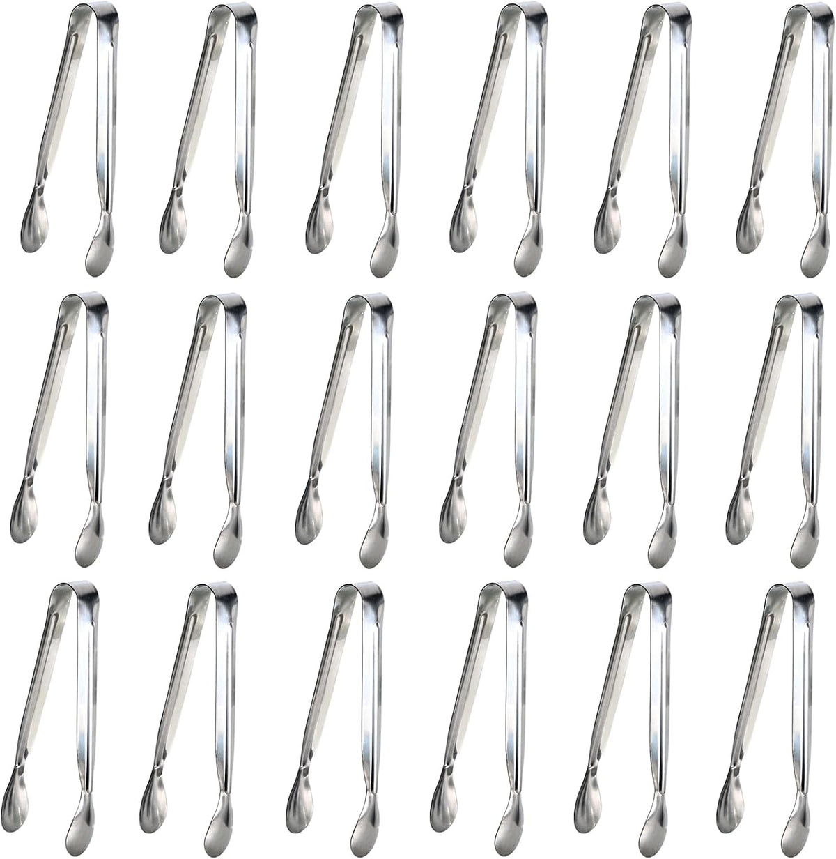 Ice Tongs Mini Sugar Tongs 4.25Inch Stainless Steel Kitchen Utensils Set,Small Serving Tong and Tiny Kitchen Tong for Appetizers,Tea Party, Coffee Bar, Desserts by Sunenlyst (Silver)