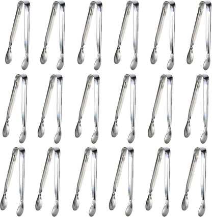 Ice Tongs Mini Sugar Tongs 4.25Inch Stainless Steel Kitchen Utensils Set,Small Serving Tong and Tiny Kitchen Tong for Appetizers,Tea Party, Coffee Bar, Desserts by Sunenlyst (Silver)