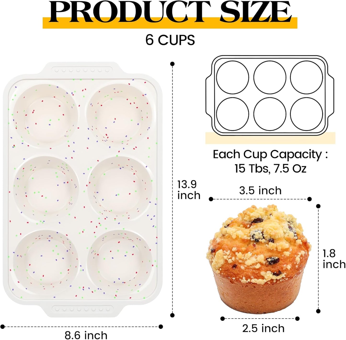 2 Pcs Silicone Muffin Pans for Baking with Metal Reinforced Frame, Nonstick Cupcake Tray for Oven, 12 Cups Regular Size Silicone Molds for Egg Bites, Dishwasher Safe (Brown, Cream)