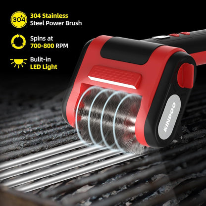 Electric Rechargeable Grill Brush,Grill Cleaner for Outdoor Grill with 800 RPM Motor - Bristle-Free Stainless Steel Grill Cleaner with LED Light for BBQ, Heavy Duty Grill Cleaning Tool (Champagne)