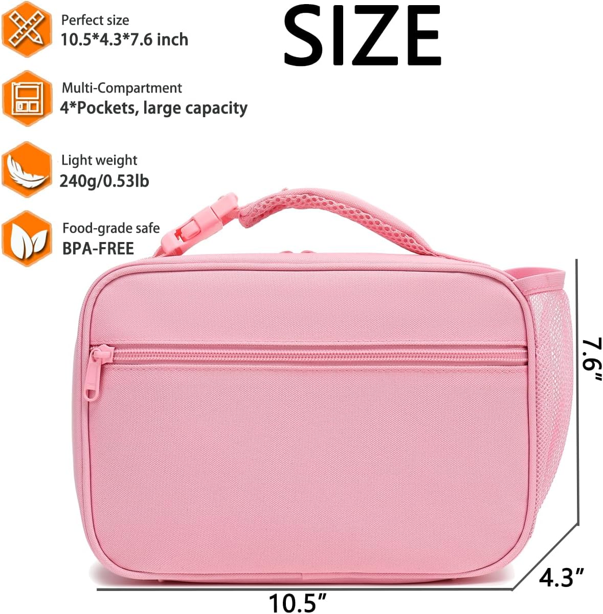 GYEUKHAM Insulated Lunch Box for School, Thermal Reusable Durable Freezable Lunch Bags for Kids Boys Girls Men Women - Small Soft Cooler Portable Lunch Tote Kit for Work Picnic Travel,Black