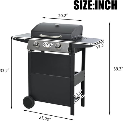 Endark 3-Burner Propane Gas Grill | 26,000 BTU Stainless Steel with Enamel Wire Cooking Grates & Built-In Thermometer | Side Rack Wheels | Great for Patio, Garden, and Outdoor Cooking