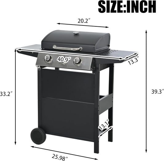 Endark 3-Burner Propane Gas Grill | 26,000 BTU Stainless Steel with Enamel Wire Cooking Grates & Built-In Thermometer | Side Rack Wheels | Great for Patio, Garden, and Outdoor Cooking