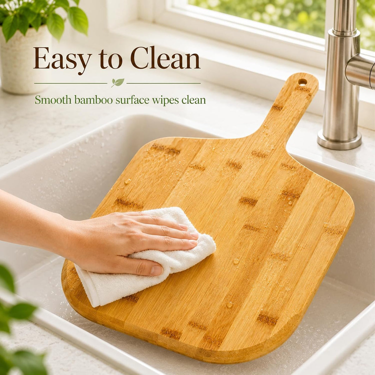 12 Inch Bamboo Pizza Peel, Pizza Paddle Spatula With Handle