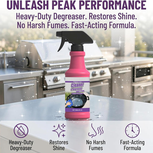 Fast-Acting Heavy-Duty Grill Degreaser Spray, 2026 New Heavy Duty BBQ Grill Degreaser, All Purpose BBQ Grill Cleaner for Burnt Food & Grease (1, 4FL)
