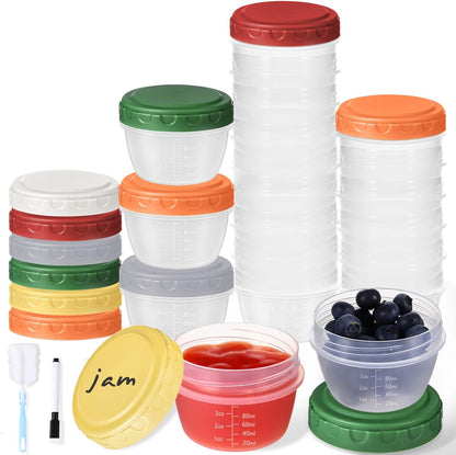 6pcs 10 oz Small Plastic Containers with Lids, Salad Dressing Container Reusable Small Food Storage Containers for Meal Prep, Leakproof, Microwave Dishwasher Freezer Safe, BPA-Free