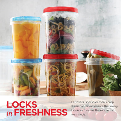 Tafura 10 Pack Leakproof Freezer Containers for Food with Twist Top Lids - 32 Oz BPA Free Reusable Plastic Soup Containers with Screw On Lids - Ideal for Meal Prep, Leftovers & Pantry Organization