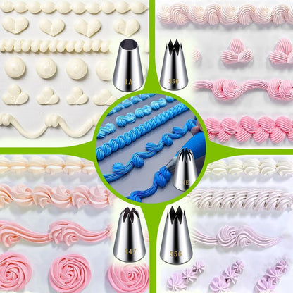 Suuker Large Piping Tips Set, Stainless Steel
