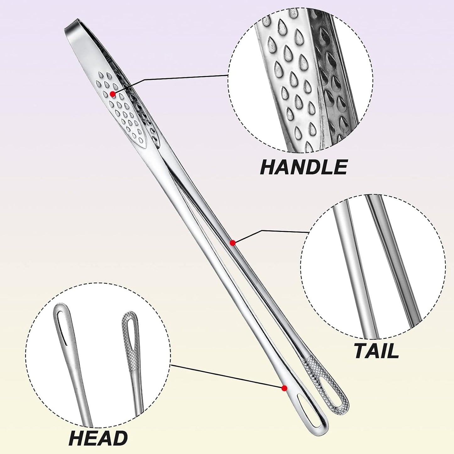 Geiserailie 3 Pcs 11 Inches Korean BBQ Tongs Stainless Steel Kitchen Tweezers Grill for Cooking Hot Pot Food Yakiniku Clamp Tool for Salad, Fish, Steak, Barbecue, Buffet, Meat