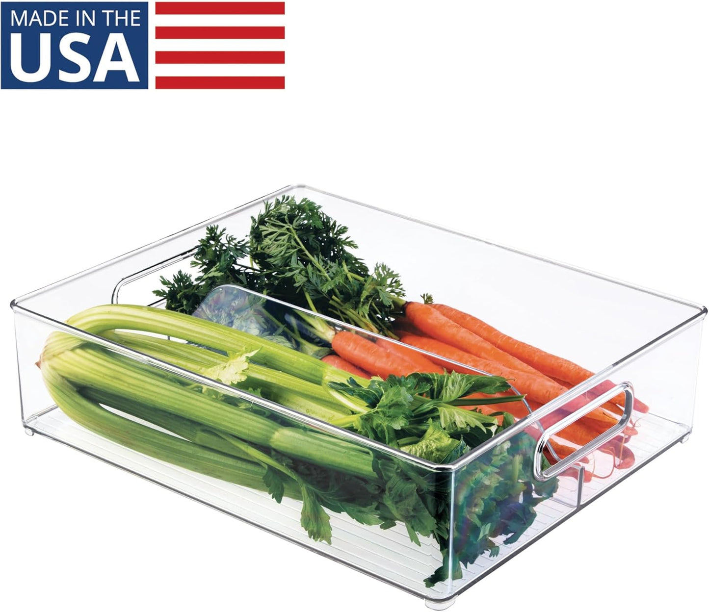 iDesign Divided Pantry Bin with Handles for Pantry, Refrigerator, or Freezer - Set of 3 - Clear