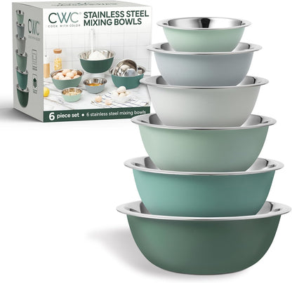 COOK WITH COLOR Stainless Steel Mixing Bowls Set - Nesting Bowls, 6 Pieces, Rose