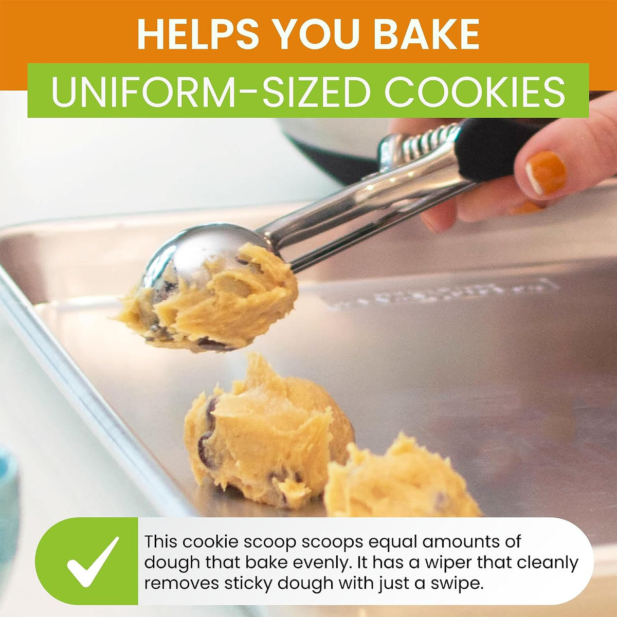 Spring Chef Extra Large Stainless Steel Cookie Scoop, #10, 5.5 Tbsp, Black
