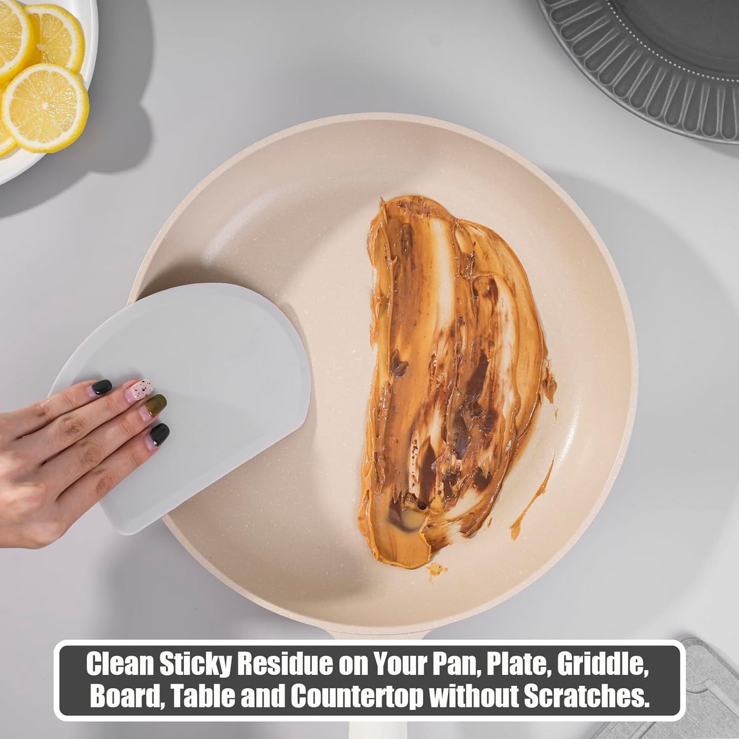 Silicone Dough Scraper with Stainless Steel Sheet, Curved Edge Flexible Bowl Scraper for Baking, Food Grade Silicone Bench Scraper for Sourdough Bread Proofing Basket, 5.98"×4.3", Dark Gray, SAPID