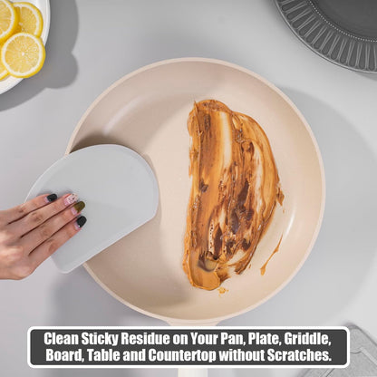 Silicone Dough Scraper with Stainless Steel Sheet, Curved Edge Flexible Bowl Scraper for Baking, Food Grade Silicone Bench Scraper for Sourdough Bread Proofing Basket, 5.98"×4.3", Dark Gray, SAPID