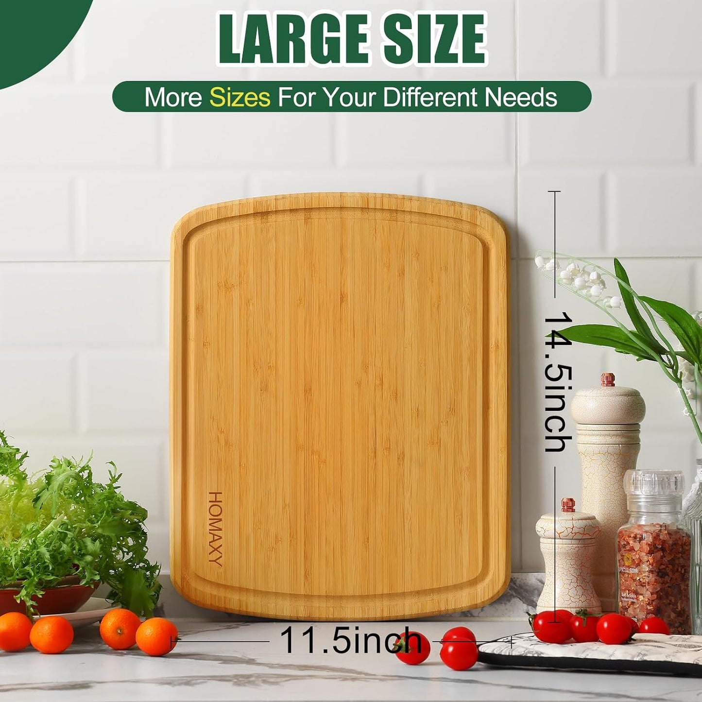 Homaxy Extra Large Bamboo Cutting Boards for Kitchen, 18x12.5" Wood XL Cutting Board with Juice Groove, Butcher Block Wooden Chopping Board for Kitchen, Meat, Cheese, Fruit & Vegetables - Pre Oiled