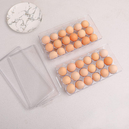 Sooyee 2 Pack Covered Egg Holders for Refrigerator,Clear 2X24 Deviled Egg Tray Storage Box Dispenser,Stackable Plastic Egg Cartons,Egg Holder Countertop(48 Eggs)