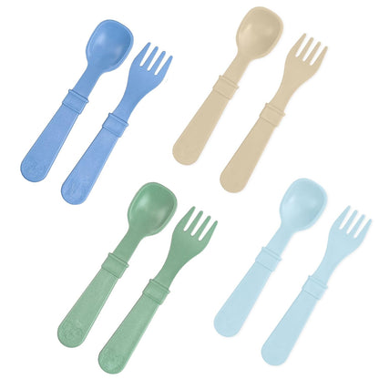Re-Play Toddler Forks and Spoons Set - 4x4 Utensils Set for Kids - Dishwasher and Microwave Safe - Made in USA - Set of 8-5.8" x 1.2" x 0.2" - Princess