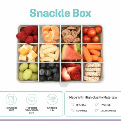 melii Snackle Box |12-Compartment Snack Container with Removable Dividers, BPA-Free Food Storage for Travel, School & On-the-Go Snacks, Kids & Family Organizer (Grey)