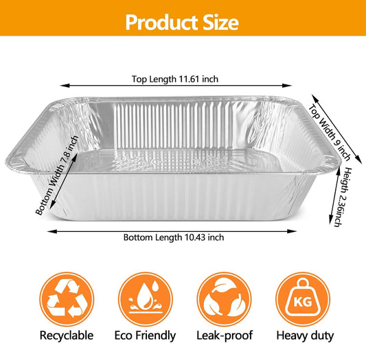 Thickened 9x13 Aluminum Pans with Lids, 20 Pack Heavy Duty & Extra Deep Disposable Aluminum Foil Pans, Disposable Half Size Foil Baking Tray for Cooking, Meal Prep, Baking, Roasting