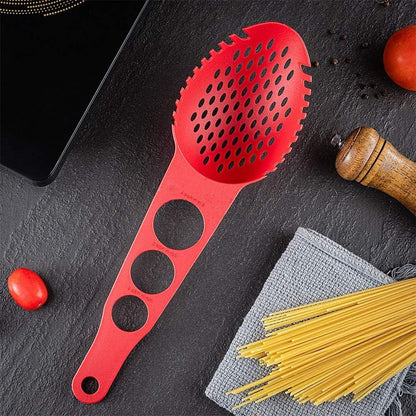Spaghetti Spoon, 3 in 1 Colander Measuring Claw Tool for Kitchen (Red)