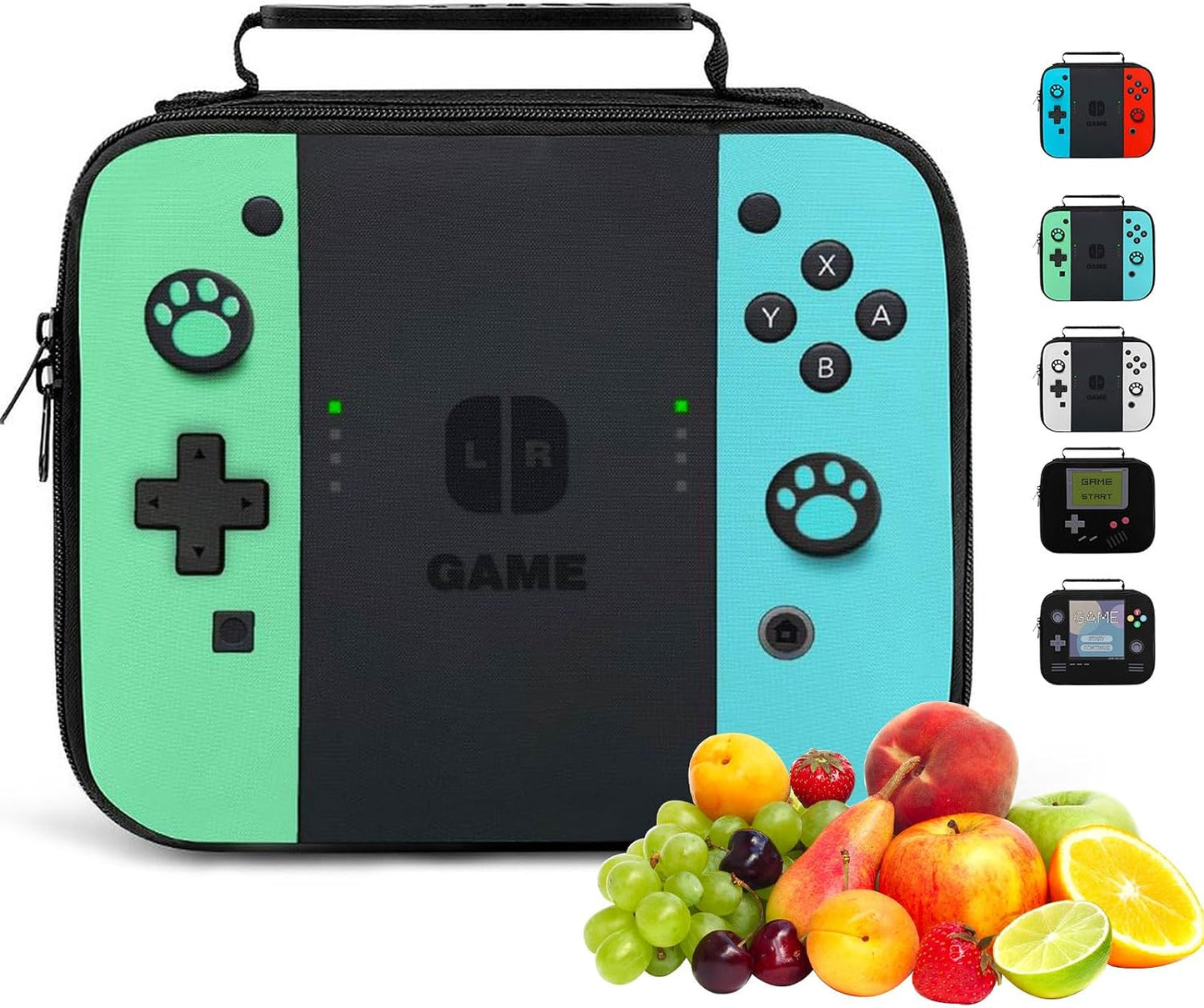 Game Lunch Bag for Boys Girls Gamer, Insulated Video Game Lunch Box for School Work Office Travel Picnic Hiking Beach, Waterproof Leakproof Portable Fits Most Bento Boxes