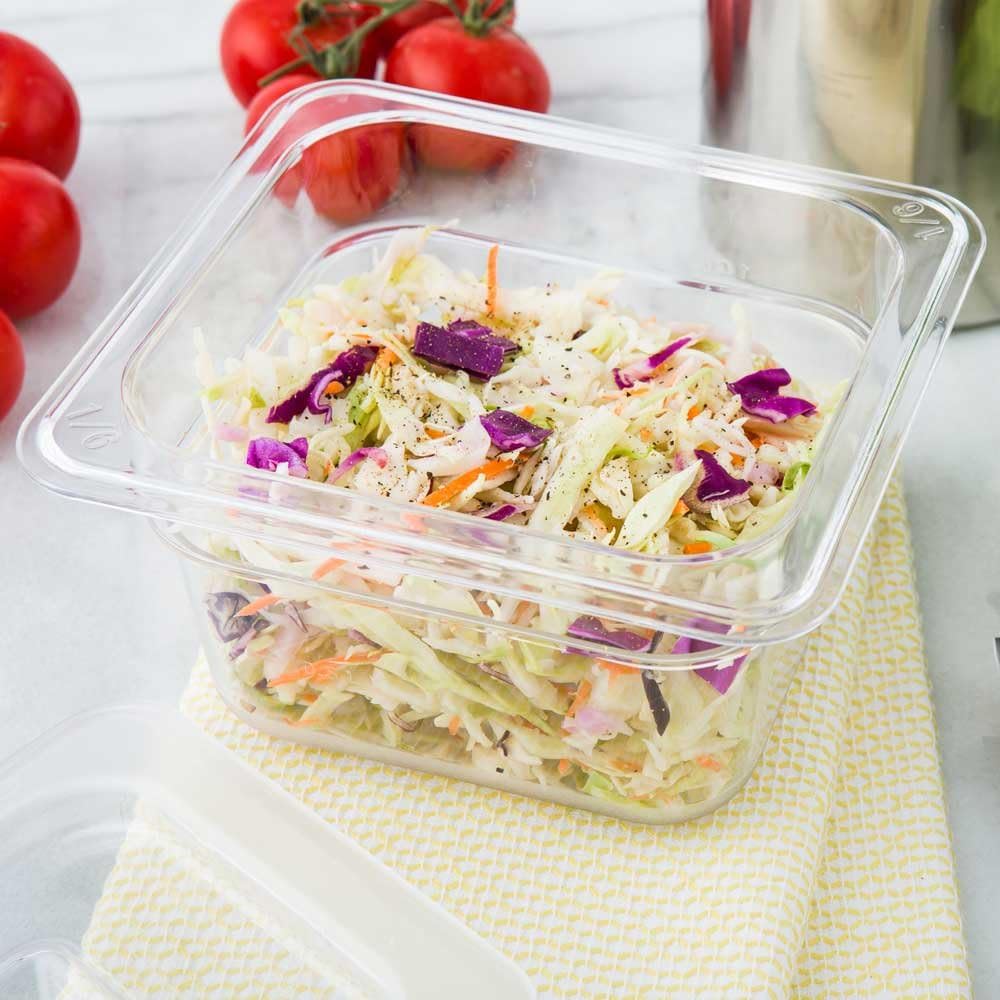 Restaurantware-2.5 Inch Deep Food Pans, 1 1/6 Size Commercial Food Storage Container - Freezable, Break-Resistant, Clear Plastic Cold Pans, Dishwashable, For Kitchens, Restaurants, Or Cafeterias