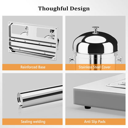 ROVSUN 4.4 Gallon/ 16.6L Drink Dispenser for Parties, Beverage Dispenser with Stand, Drink Dispenser Water Juice Dispenser Stainless Steel with Ice Container, Hot & Cold Drinks for Catering Buffet