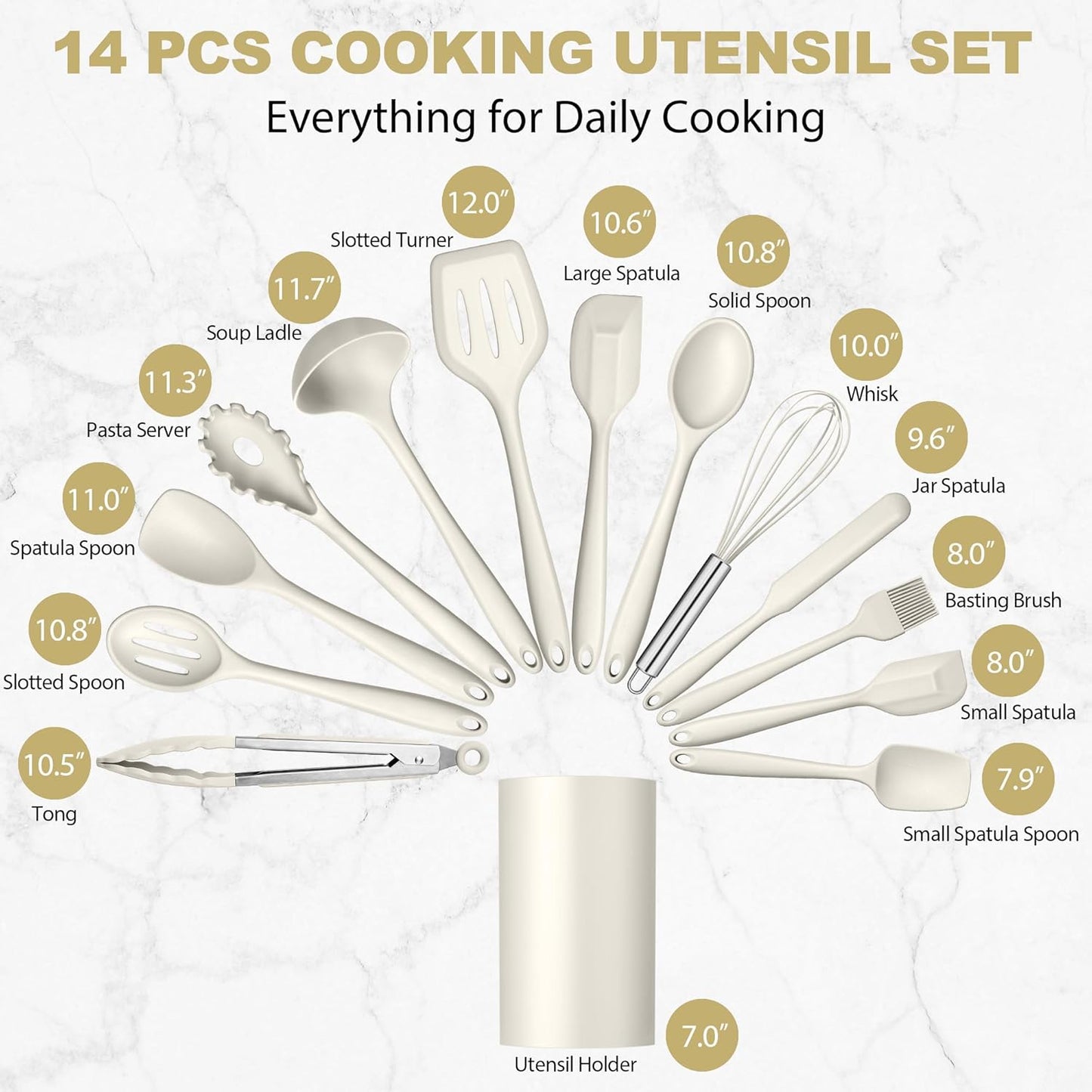 LIANYU 14 Pcs Silicone Kitchen Utensils Set with Holder, 446°F Heat Resistant Silicone Cooking Kitchen Utensils Spatula Set, Non-Stick & Dishwasher Safe Cooking Tools, Comfort Grip Handle, Black
