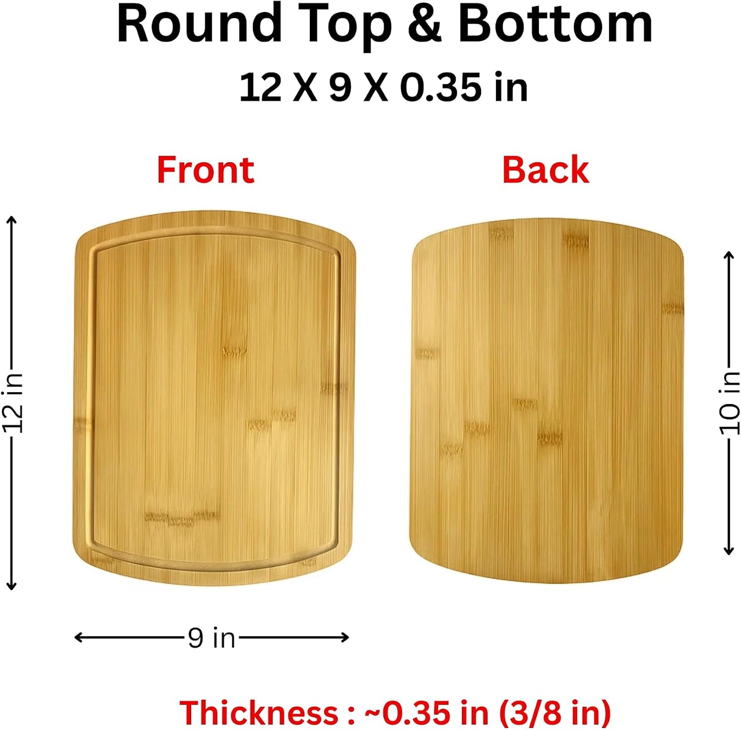 Set of 6, Bulk Bamboo Cutting Boards with Juice Groove – 12X9" Rounded Rectangle Charcuterie Trays, Grazing Platters, Blank Wood for Engraving, Epoxy Crafts, Resin Arts, Wall Decor