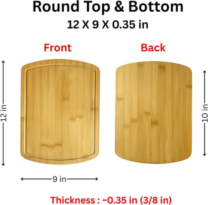 Set of 6, Bulk Bamboo Cutting Boards with Juice Groove – 12X9" Rounded Rectangle Charcuterie Trays, Grazing Platters, Blank Wood for Engraving, Epoxy Crafts, Resin Arts, Wall Decor